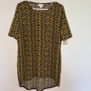 LULUROE NEW Irma XXS Floral Design Stretch Hi Lo Hem Yellow